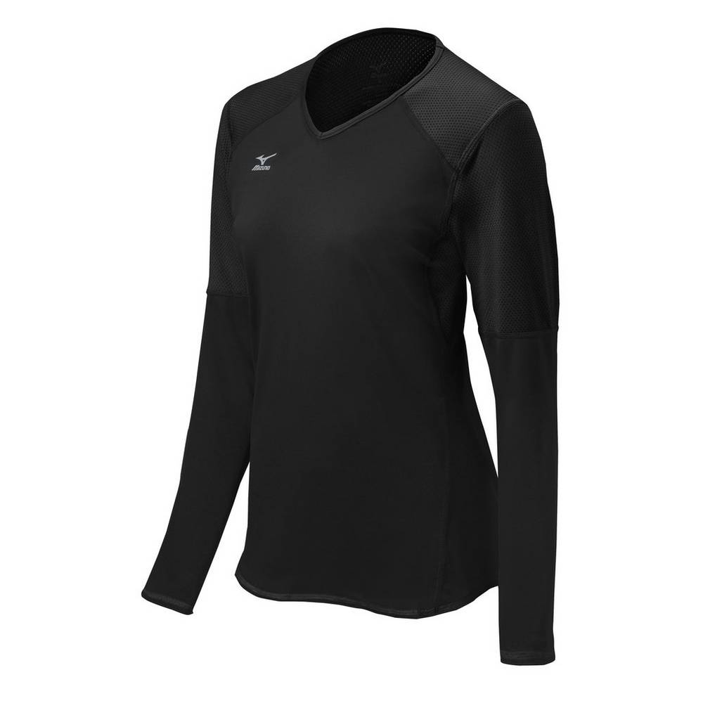 Mizuno Techno VI Long Sleeve Női Mezek Fekete AKL254697